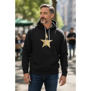Hamilton NWOT Star Silhouette Hoodie Black Gold Musical Broadway Fan  Size XL